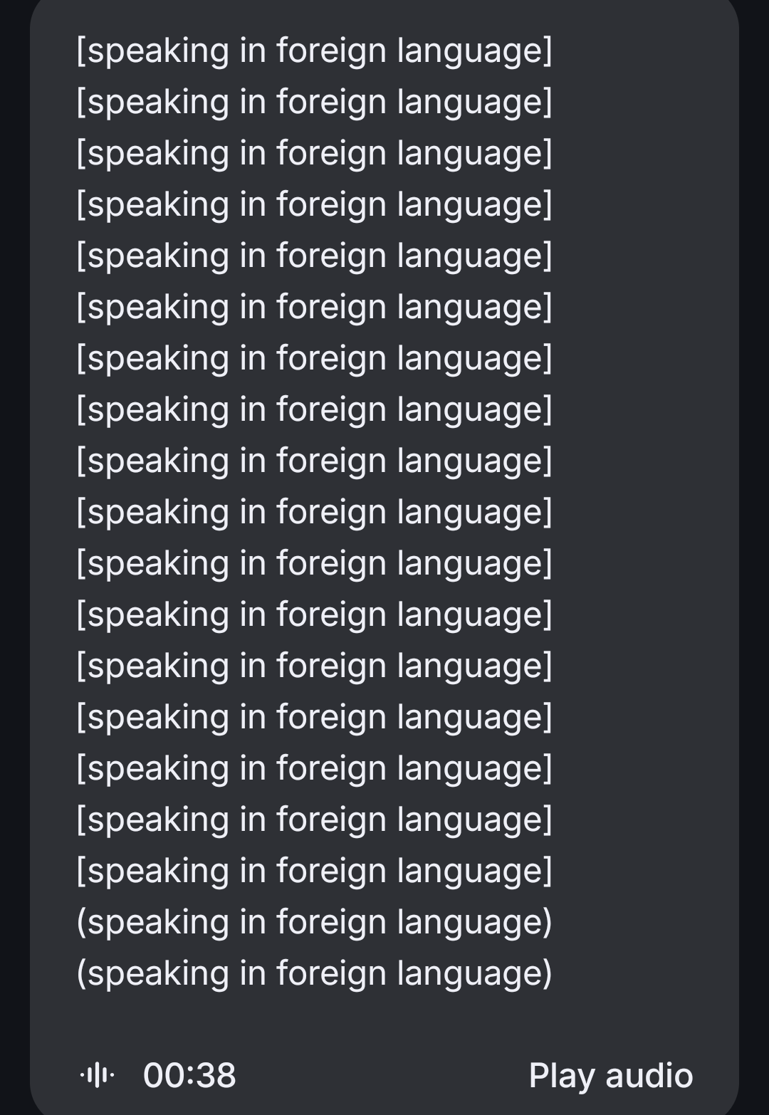 {essential space not able to transcribe another language}
