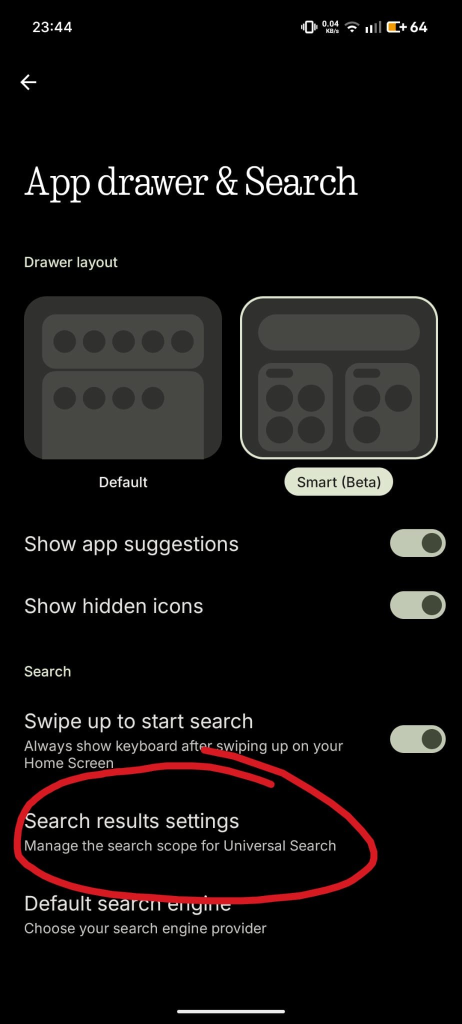 How to make app drawer search show only apps?