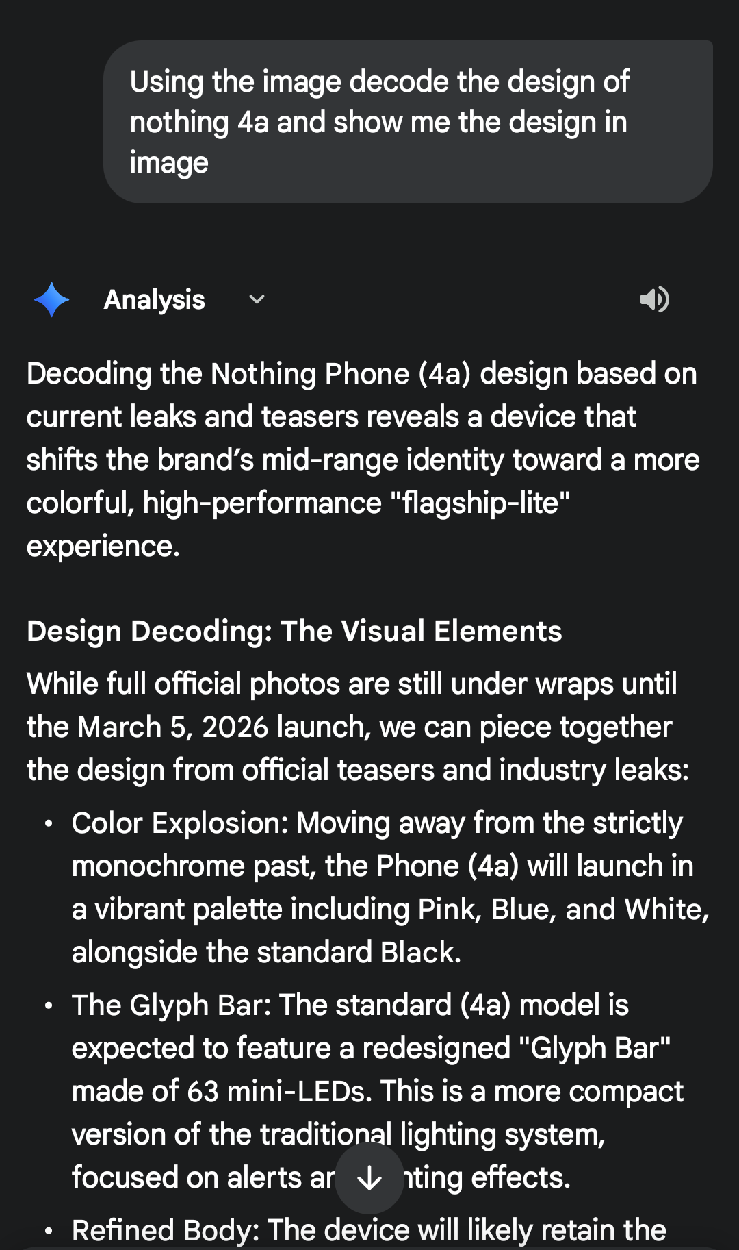 Nothing 4a decoding by Gemini