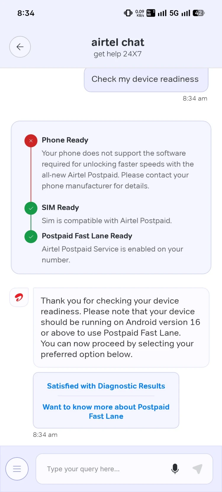airtel-thanks-app-fastlane.jpg {Screenshot from Airtel Thanks app that says device is incompatible.}